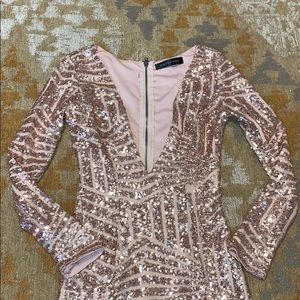 White Fox rose colored sequin dress